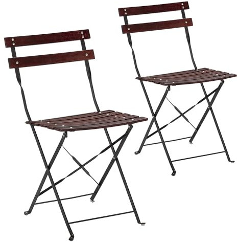 HOMN LIVING Packung mit 2 klappbaren Gartenstühlen Agata aus Holz und Metall in Schwarz