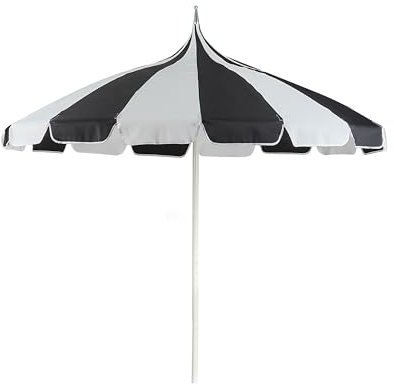 Parasol de Jardin 245 cm en Aluminium Tissu Polyester Blanc et Noir Minoa