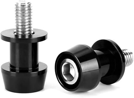 Lot de 2 béquilles de montage CNC de 8 mm pour moto - Adaptateur de course - Support M8 - Protection contre les vibrations - Pour béquille arrière - Noir