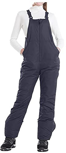 Damen Wasserdicht Ski Bib Pants Isolierte Snowboard Overalls Winddicht Thermo Winter Skihose Atmungsaktiv Outdoor Schneefest Schneehose Fleece Gefüttert Skibekleidung, grau, XXL