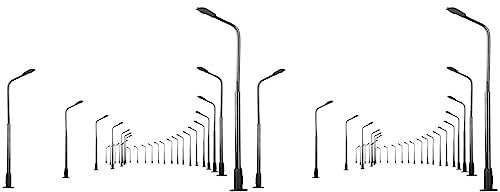 Fegtrtyoa 40 Stück Modell Bahn 10 cm Laternen Pfahl Straßen Laternen HO Maß Stab 1:87 LED 3V Widerstände LQS08 Single Kopf