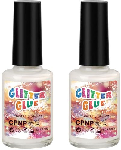AUKZON Glitter Tattoos Glue 16ml*2, Body Glue for Glitter Tattoos, Skin Glue for Temporary Tattoo, Non Toxic & Skin Friendly, Face & Body Glue for Makeup, Cosplay, Halloween, Christmas