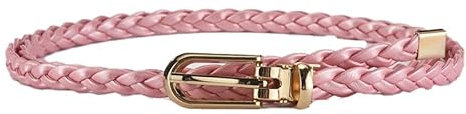 COTIM COYIN Ceintures fines en cuir tressé pour femme, pour jeans, pantalons, robes, rose, 1*105cm/0.39*41.32nches