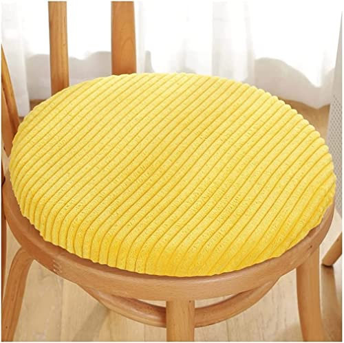 Runde Stuhlunterlage für Garten, Terrasse, Sitz, Zuhause, Boden, Fenster, Esszimmerstuhl, Büro, Auto, rutschfest, weich, abnehmbar, 35 cm, Gelb