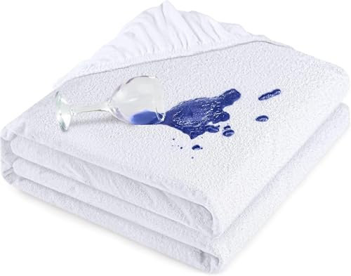 Utopia Bedding Matratzenschoner 200 x 200 x 30 cm Wasserdicht, Viskose, Öko-Tex Zertifiziert, Spannbetttuch, Matratzenbezug, Atmungsaktiv, Rundum elastisch