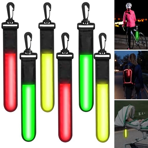HuaMuDM 6 Stück LED Blinklicht Reflektierende Anhänger,3 Modi Sicherheit Licht,Reflektierende Lichtband,Wasserdicht Reflektierende Anhänger Kinder,Reflektierende Lichtband für Rucksack Laufen Wandern