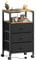Lutown-Teen Table de Chevet avec Prises de Courant, Haute 73 cm, Table de Nuit à roulettes avec 3 Tiroirs de Rangement en Tissu et étagère, pour Salon, Chambre à Coucher