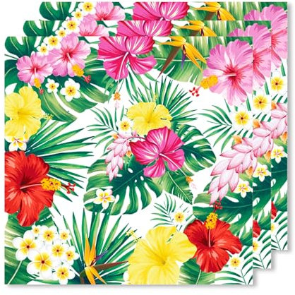 ParPix 20 Stück Dschungel Servietten, 33x33cm Hawaii Deko Servietten, Sommer Party Tischdeko Papierservietten, Sommer Servietten Dschungel, Hawaii Party Servietten, Tropische Hawaii Servietten