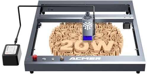 P2 20W Cortadora LáSer con Aire Asistencia, 30000 mm/Min MáQuina de Grabado LáSer Laser Engraver para Acero Inoxidable Madera Metal AcríLico Cuero ÁRea de Trabajo 420 X 400 mm