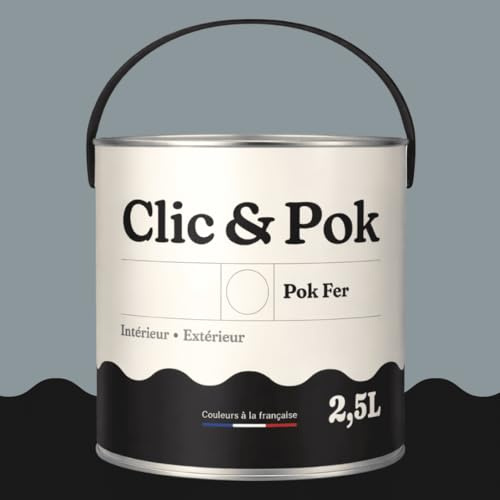 POK Peinture Fer Antirouille – Métal Extérieur Intérieur, Satinée, Protection Rouille - 2,5L - RAL 7001 Gris argent