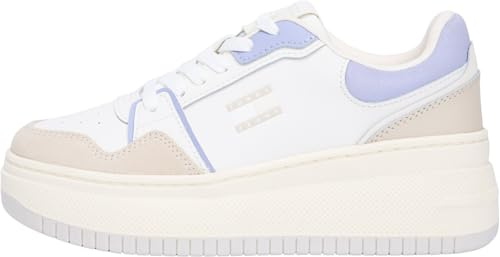Tommy Jeans Damen Flatform Sneaker Retro Basket Low Top, Mehrfarbig (Gulf Sand/Periwinkle Dust), 40