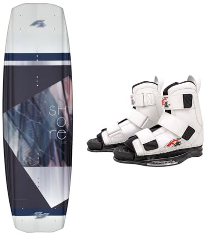 F2 Set Wakeboard Shore Braun 144cm mit Wakebindung Team Boot L/XL