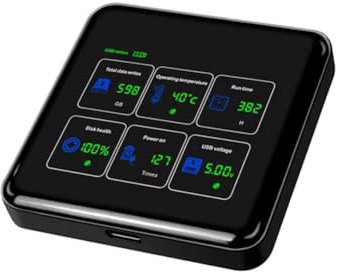 Knoruley Unidad de Estado Sólido Portátil SSD de 1 TB, Disco Duro Externo M.2 USB 3.2 Gen2 de 20 Gbps con Pantalla LCD Digital.