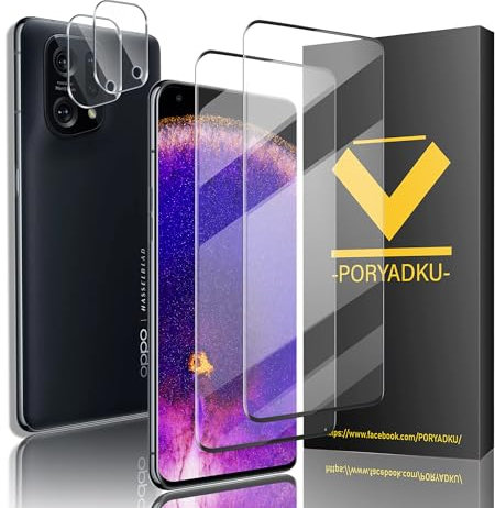 Protection D'écran pour OPPO Find X5 5G 6,55 Pouces, Verre Trempé 2 Pièces + Caméra Protecteur 2 Pièces, Anti-empreintes digitales, 9H Dureté, Sans Bulle