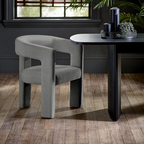 Julian Bowen Elara Dining Chair, Chenille, Grey - H75 x W56 x D64cm | Contemporary Upholstered Kitchen Chairs for Dining Room, No Assembly Needed, Padded Kitchen Seat