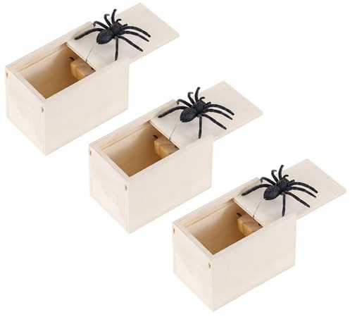 3 x Spinnenbox Streich, Spinne in einer Box, lustiges Spielzeug für Halloween-Partys, Aprilscherz, Familientreffen, Halloween-Party-Dekoration, Aprilscherz-Requisiten