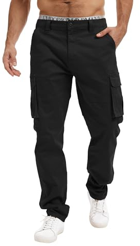 Breampot Herren Cargohose Baumwolle Chino Straight Fit Freizeithose | Straight Fit Robuste herrenhose für Alltag und Outdoor mit vielen Taschen, Freizeithose, Cargo Pants für Männer