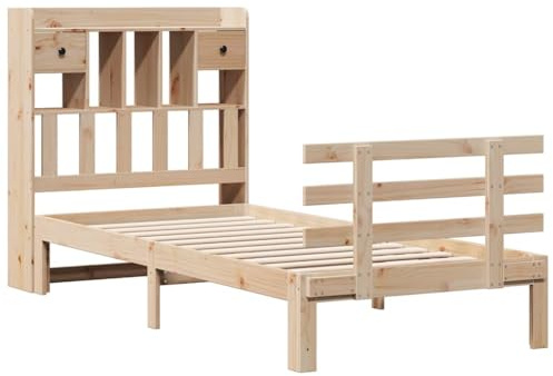 vidaXL Bookcase Bed without Mattress, Bed Base for Bedroom, Mattress Foundation for Single Bed, Bedstead, 90x190 cm Single Solid Wood Pine