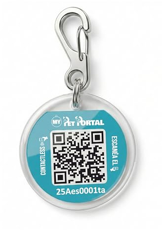 My Pet Portal Placa QR para Perros y Gatos con Mosquetón Grande