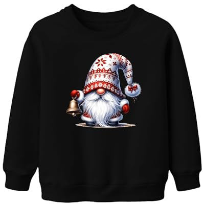 Printera Süßer Weihnachtsgnom mit Glocke und Weihnachtsmütze Wichtel Zwerg Unisex Kinder Sweatshirt Pullover