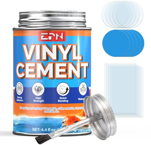EPN Vinyl Cement, High-Strength Waterproof Pool Liner Repair Kit, 4.4 oz | Clear Adhesive for Pool Liners, Inflatables, Air Mattresses, Tents, Tarps, Kayaks and Other PVC and Vinyl Repairs