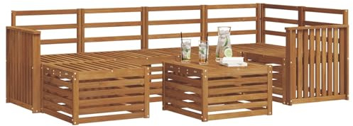 vidaXL 9-teiliges Sofaset, natürliches Akazienholz, massiv, modernes Möbel-Set für Garten und Terrasse, strapazierfähig, wetterfeste Sitze