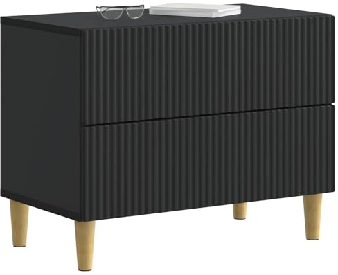 vidaXL Nachttisch Schwarz 62 x 34,5 x 48 cm Holzwerkstoff, Vintage Schlafzimmermöbel, rechteckiger Nachttisch, viel Stauraum, kompakter Holztisch, praktischer Raumorganizer