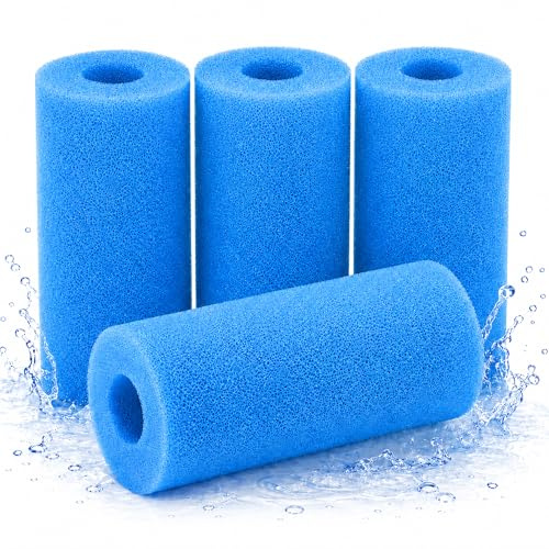 Horktrust Lot de 4 Filtres Piscine Type A, Cartouche Filtre Piscine en Mousse 20 x 10 cm, Filtre à Piscine Lavable et Réutilisable, Éponge Filtrante pour Spa et Pompe Compatible