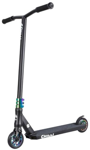 Chilli Pro Scooter Reaper | High-End Stunt Scooter | Der Lieblingsscooter unseres Chilli Rider Team | Gesamthöhe vo 84 cm | 110 mm PU Räder mit ABEC 9 Bearings | Grim Neochrome