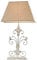 LOBERON Tischlampe Alvara, fein verzierter Fuß mit Antik-Finish, Tischleuchte im romantischen Design, mit Kippschalter, Wohn-Accessoire, Nachttischlampe, MDF, Leinen, beige/antikweiß