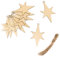 Oblique-Unique® 10 Stück Natur Holz Engel oder Christbaum Anhänger mit Schnur als Christbaumschmuck Weihnachten Christbaumanhänger Geschenkanhänger - Weihnachts Deko (Sterne 10er Set)