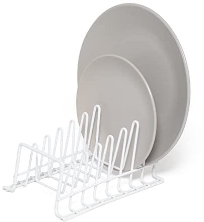 simplywire – Soporte para vajilla/Escurreplatos – Organizador de armarios de Cocina para Almacenamiento – Blanco - Pequeño