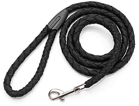 Accod Pet Nylon Lead Leash Pet Rope Pet Training Rope Leash for Medium and Large Dogs with Stainless Steel Buckle 1.5M Long and 1.2CM Width (Black)