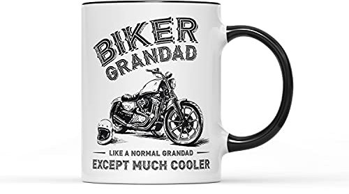 SmartyPants Mug Biker Grandad – Like A Normal Dad Except Much Cooler – Cadeau de fête des pères tasse café thé cadeau d'anniversaire, Noël (poignée noire)