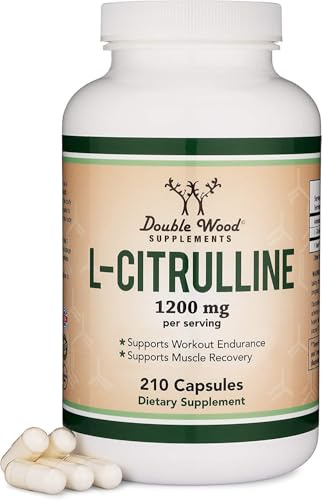 L Citrulline1,200mg Per Serving, 210 Count | Nitric Oxide + Circulation Supplement, Pure L-Citrulline (Not Malate), Higher 1,200mg Dose, Pre-Workout or Daily Pump