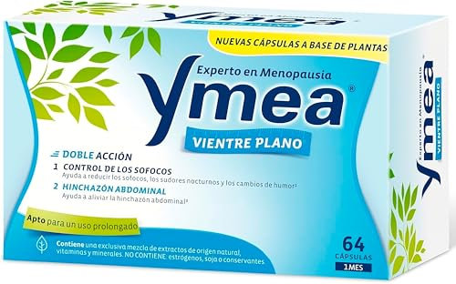 Ymea Menopausia Vientre Plano, Sofocos e Hinchazón, Tratamiento 1 Mes - 64 Cápsulas