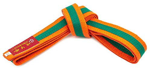 Hayashi Budogürtel zweifarbig - orange-Gruen, Gr. 280 cm
