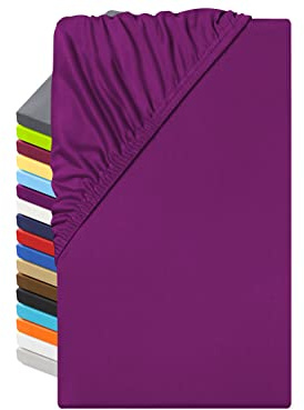 npluseins Microfaser Spannbettlaken fein gewebt, 140-160x200 cm, Lila | Samtweich, seidiger Glanz, allergikergeeignet, knitterarm, schnelltrocknend, Rundumgummi, formstabil, pflegeleicht