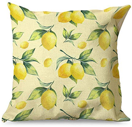 QVOOD Zitrone Kissenbezug Linen Kissenhülle Dekokissen Fall Kissenbezüge Sofakissenbezug Wurfkissenbezug für Sofa Couch Auto Schlafzimmer Zuhause Dekor White 45x45cm