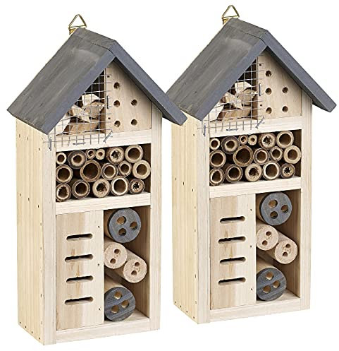 Royal Gardineer Insektennistkasten: 2er-Set Insektenhotels Linda, Nisthilfe für Nützlinge u.v.m. (Insektenwinterquartiere, Insektenholzhaus, Insektenschutz)