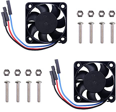 GeeekPi 2PCS Raspberry Pi 4 PWM Controllable Fan, Raspberry Pi PWM Speed Adjustment Fan 40x40x10mm, Raspberry Pi Speed Control Fan DC 5V 4010 Quiet Fan for Raspberry Pi 4, 3B+, Pi 3 (Black)