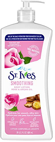 St. Ives Body Lotion Smoothing Hand & Body Lotion Moisturiser for Dry Skin Rose and Argan Oil Made with 100% Natural Moisturisers 21 oz / 621ml
