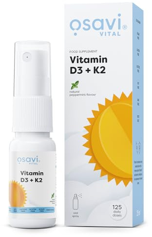 Osavi - Vitamin D3 + K2 Spray | Praktische Kombination in flüssiger Form mit natürlichem Pfefferminzgeschmack - Für Knochen, Muskeln & Immunsystem | 25 ml