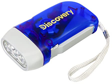Discovery Linterna de Dinamo Basics SR10 con Iluminación LED, Ligera y Tamaño de Bolsillo; no Requiere Pilas, Color Azul
