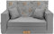Flumi Personalisierte Kindercouch Kinder Sessel Sofa Schlafsofa jugendzimmer mit Gravur KINDERNAME Spielsofa für Kinderzimmer Schlafsessel Bettfunktion Kindermöbel 92x40x60 Mikrofaser (GRAU + REHE)