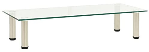 INLIFE Mesa de TV transparente, 80 x 35 x 17 cm, cristal templado