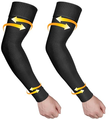 Ailaka Manguitos de compresión para hombre y mujer, 20 – 30 mmHg, para linfedema, soporte para dolor de brazo, negro, XL (1 par)