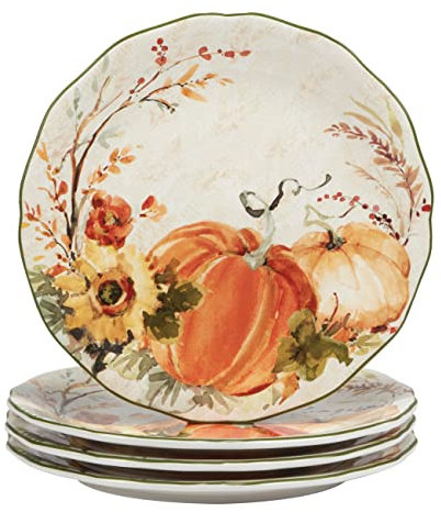 Certified International Harvest Morning Speiseteller, 27,9 cm, mehrfarbig, groß, 4 Stück