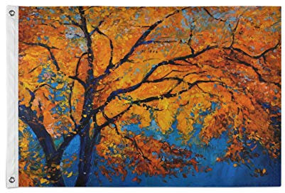 Garden Flag Oil Painting Autumn Tree Banners 3x5 FT Strapazierfähige Polyester-Flying Flags mit Ösen für Home Party Yard Dekorationen