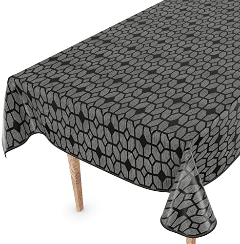 Wachstuchtischdecke Wachstuch Tischdecke abwaschbar Wachstischdecke Rechteck, rund, oval Premium Prägung Gartentischdecke Elegance 200x140cm mit Saum Heidi